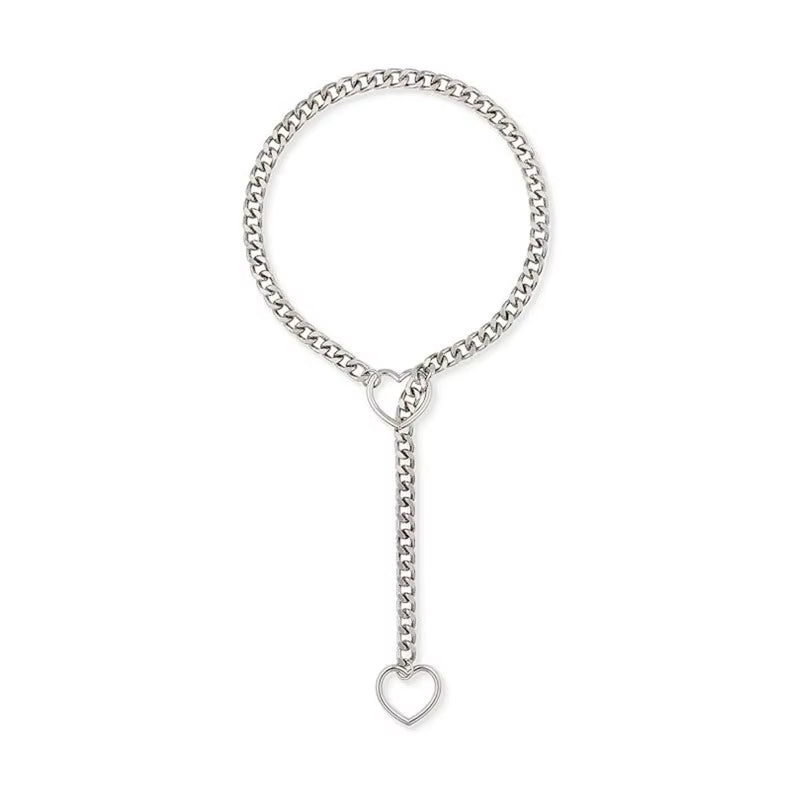 Women's Adjustable Heart O-Ring Cuban Long Necklace with Key