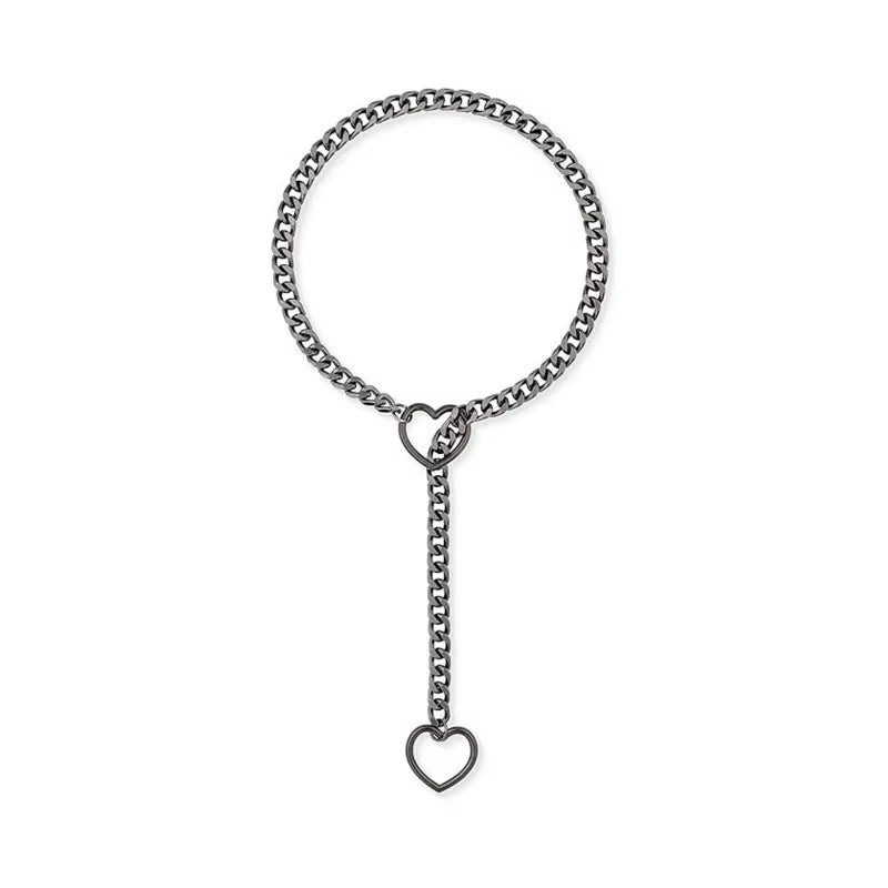 Women's Adjustable Heart O-Ring Cuban Long Necklace with Key