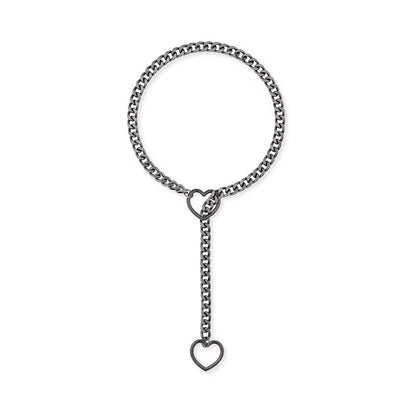 Women's Adjustable Heart O-Ring Cuban Long Necklace with Key